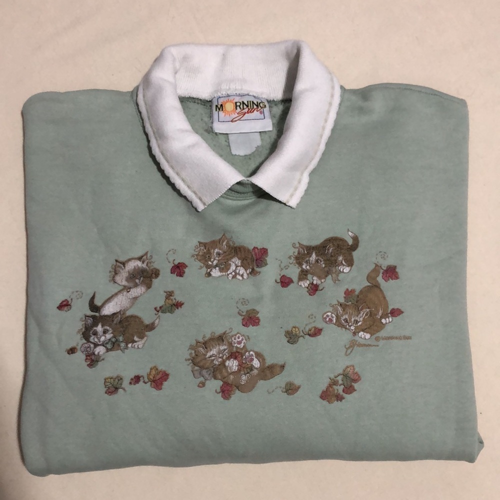 Vintage Morning Sun Turquoise Collared Sweater